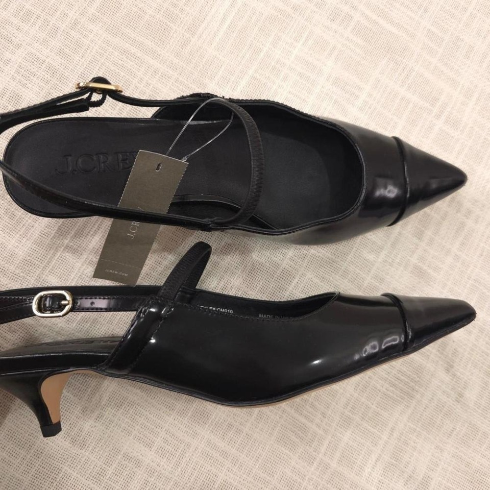 J.Crew Robin Mary Jane kitten heels in spazzolato leather - Black/ Size 7